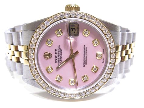 womans pink diamond rolex watches|pink Rolex watch with diamonds.